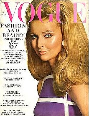 Vintage Vogue magazine covers - wah4mi0ae4yauslife.com - Vogue 1967 January 1 - Samantha Jones Vintage Vogue 1967.jpg
